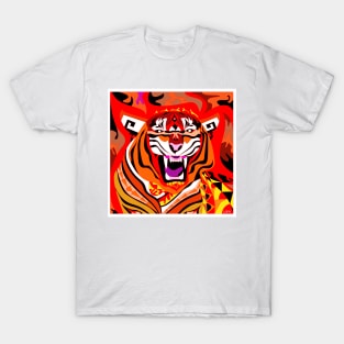 red crimson china tiger ecopop in bengal flames wallpaper T-Shirt